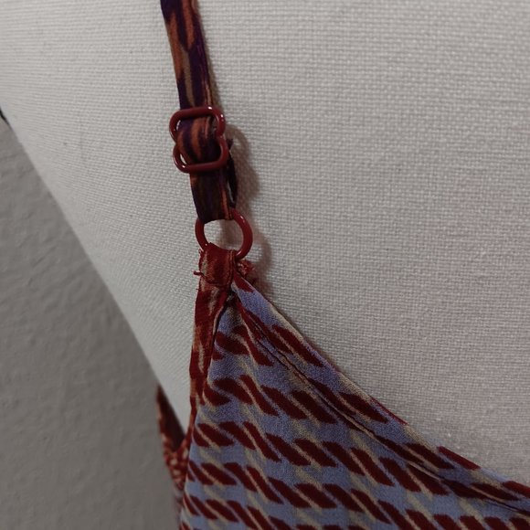 CABI Pleated Houndstooth Plaid Print Swing Cami Tank Top Size M - Picture 4 of 6